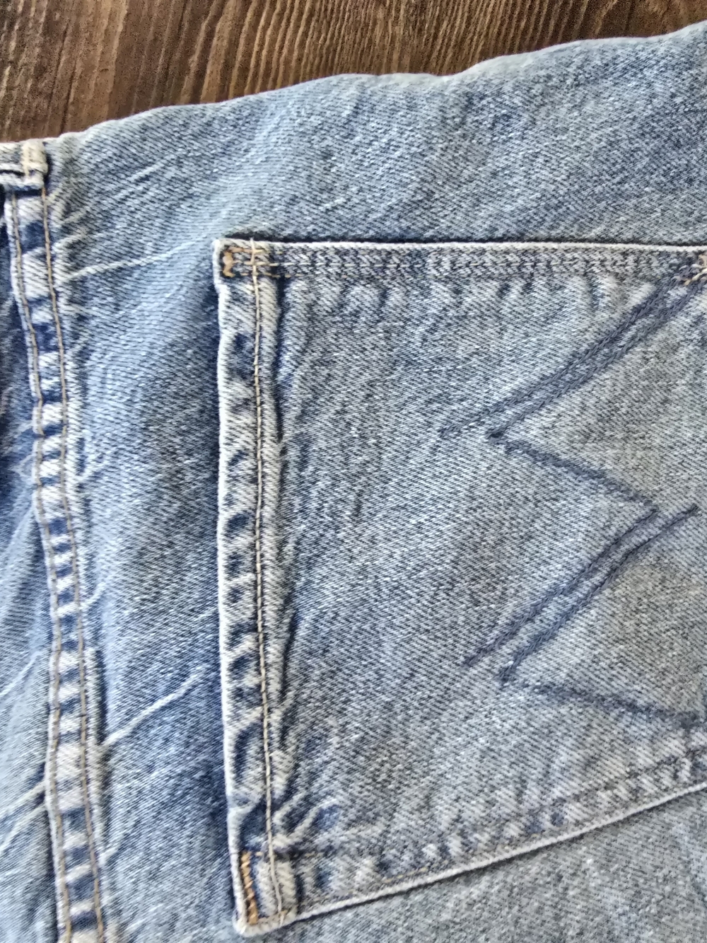 MOTHER Light Blue Denim Jeans with Cream Leather Patch